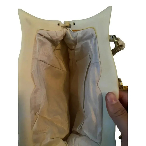 Vintage Pearl Cream Ivory Beaded Evening Handmade Handbag Purse - Picture 3 of 5